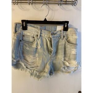 American Eagle AE Tom Girl distressed light denim jeans shorts 8 button fly NEW